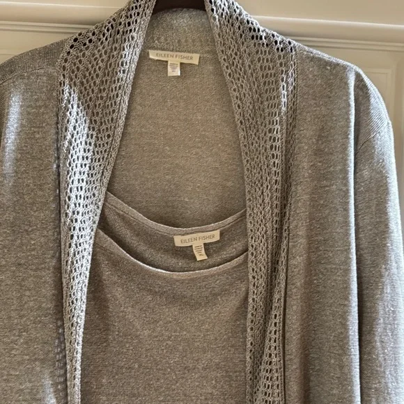 Eileen Fisher Women's 2 Piece Italian Linen and Silk Sweater Set. Size XL - Picture 3 of 8